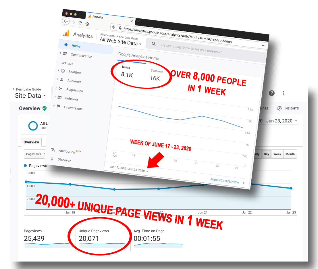 analytics show over 20,000 unique page views in 1 week